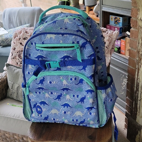 Simple Modern Kids Dinosaur Adventure Backpack Blue With Green Accents - Picture 1 of 9